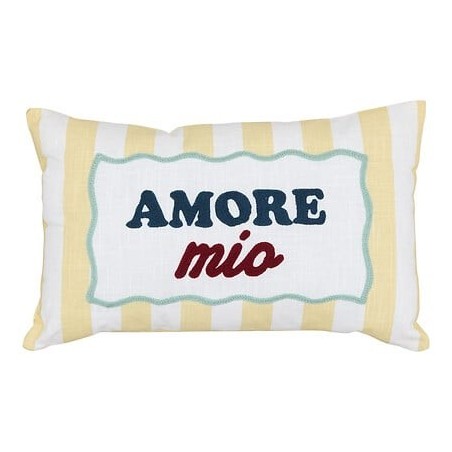 Coussin Della Pasta rayé jaune amore mio
