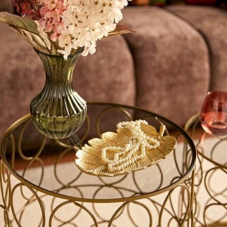 Vide-poches résine feuille doré