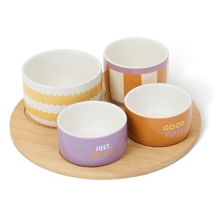 Service apéritif Pool 5 pièces plateau bambou