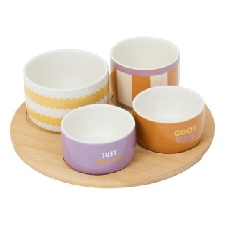 Service apéritif Pool 5 pièces plateau bambou