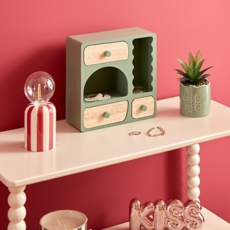 Boîte bois 3 tiroirs Chérie vert