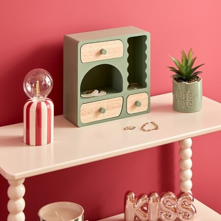 Boîte bois 3 tiroirs Chérie vert