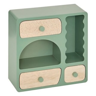 Boîte bois 3 tiroirs Chérie vert armoire à bijoux