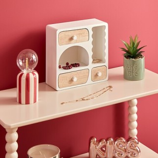 Boîte bois 3 tiroirs Chérie vert armoire à bijoux