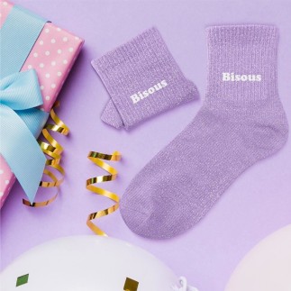 Chaussettes paillettes enfant bisous 6-10ans fille