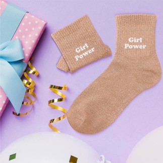 Chaussettes paillettes enfant girl power 6-10ans fille