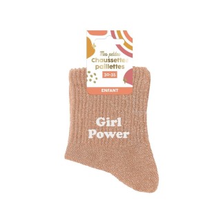 Chaussettes paillettes enfant girl power 6-10ans fille