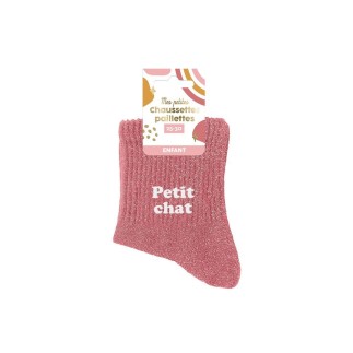 Chaussettes paillettes enfant petit chat 3-6ans fille