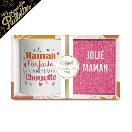 Coffret Mug Chaussettes Paillettes Affectif Jolie Maman