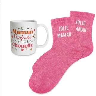 Coffret Mug Chaussettes Paillettes Affectif Jolie Maman