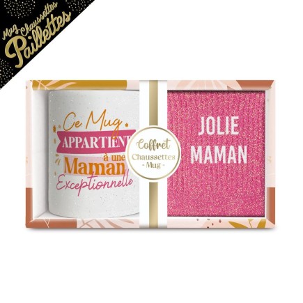 Coffret Mug Chaussettes Paillettes Affectif Reine