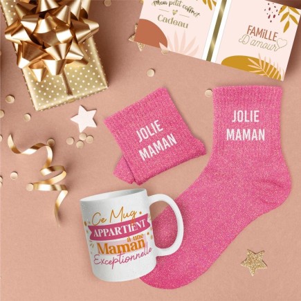 Coffret Mug Chaussettes Paillettes Affectif Reine