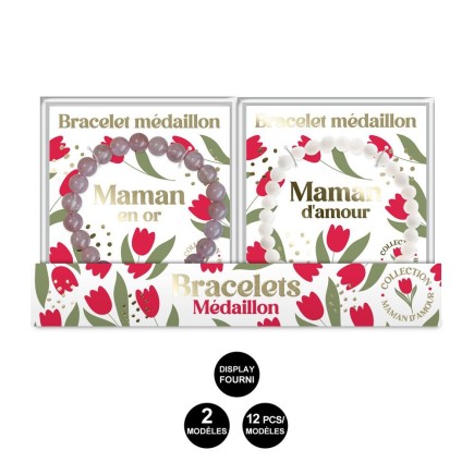 Bracelets Pierre Medaillon Maman
