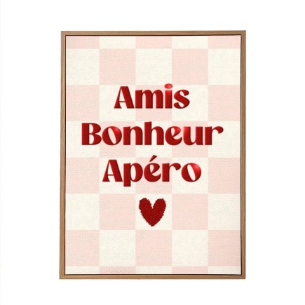 Toile Tuftee Amis Bonheur Apero