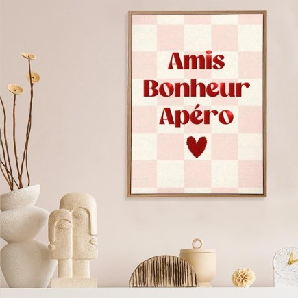 Toile Tuftee Amis Bonheur Apero