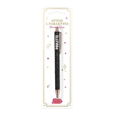 Stylo A Paillettes Noir Poulette