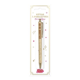 Stylo A Paillettes Dore Collegue En Or