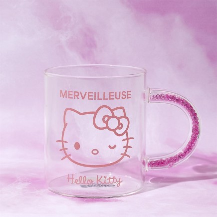 MUG VERRE PAILLETTES HELLO KITTY 30CL MERVEILLEUSE