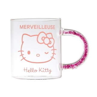 MUG VERRE PAILLETTES HELLO KITTY 30CL MERVEILLEUSE