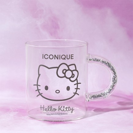MUG VERRE PAILLETTES HELLO KITTY 30CL ICONIQUE