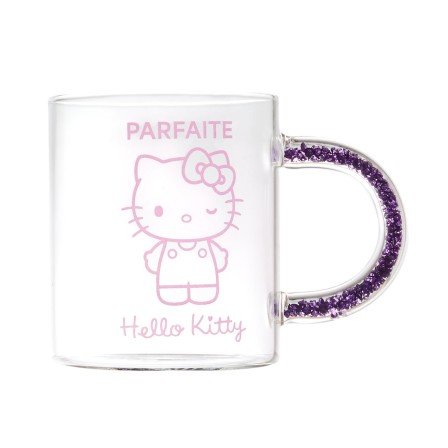 MUG VERRE PAILLETTES HELLO KITTY 30CL PARFAITE