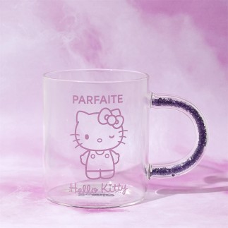 MUG VERRE PAILLETTES HELLO KITTY 30CL PARFAITE