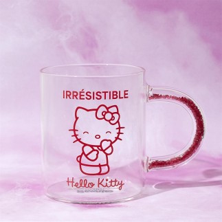 MUG VERRE PAILLETTES HELLO KITTY 30CL IRRESISTIBLE
