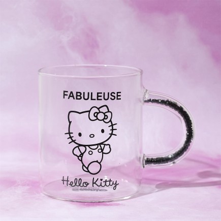 MUG VERRE PAILLETTES HELLO KITTY 30CL FABULEUSE