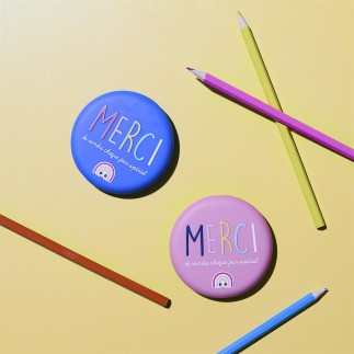 MIROIR DE POCHE MERCI BLEU