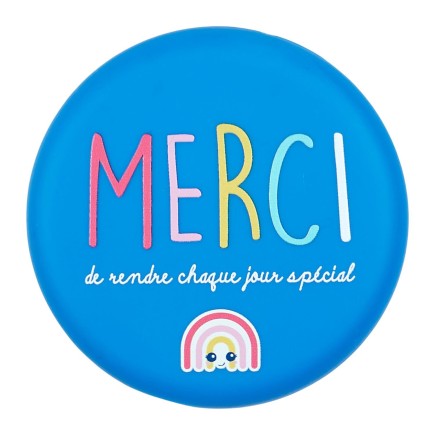 MIROIR DE POCHE MERCI BLEU