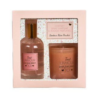 BOUGIE ET SPRAY PARFUME 100ML KDO POUR ELLE POUDRÉ