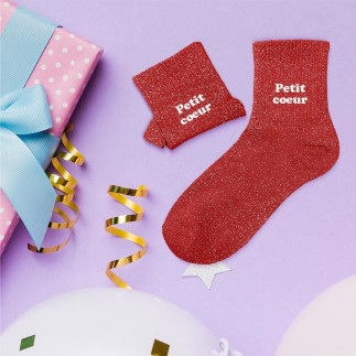 6 CHAUSSETTES PAILLETTES ENFANT PETIT COEUR 3-6ANS FILLE