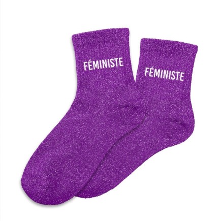 Chaussettes paillettes feministe