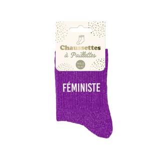 Chaussettes paillettes feministe
