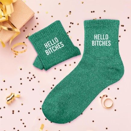Chaussettes paillettes hello bitches