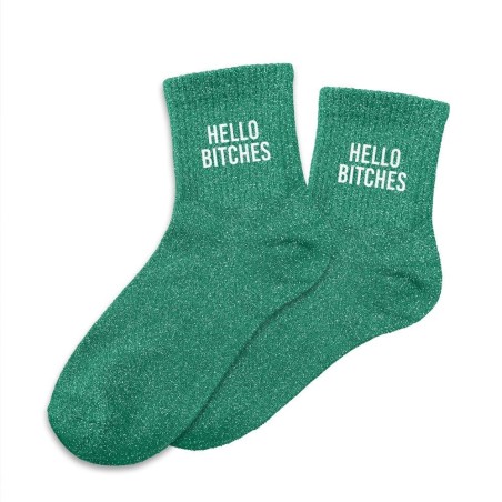 Chaussettes paillettes hello bitches