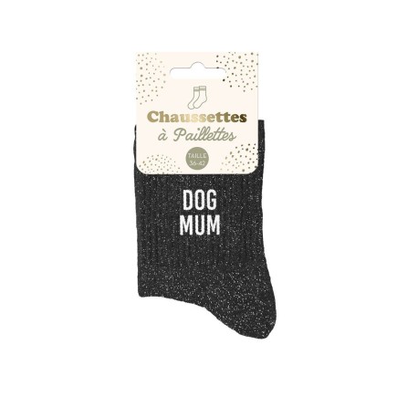 Chaussettes paillettes dog mum