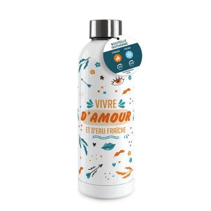 Gourde Isotherme Large Vivre D'amour Et D'eau FraÎche