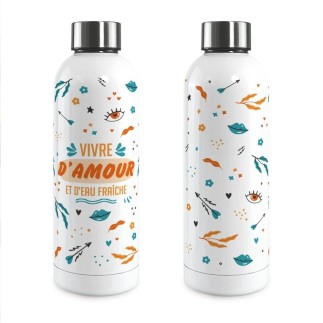 Gourde Isotherme Large Vivre D'amour Et D'eau FraÎche