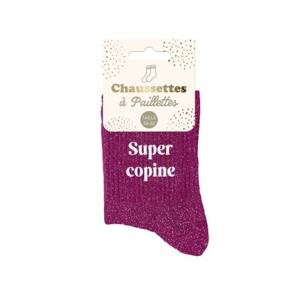 Chaussettes Paillettes Super Copine