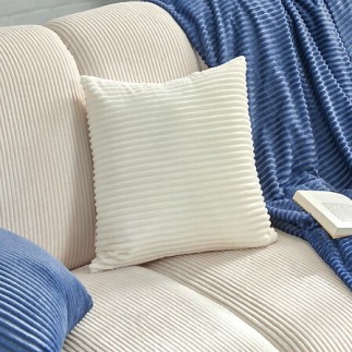 Coussin flanelle côtelé Arum 38 x 38 cm ivoire