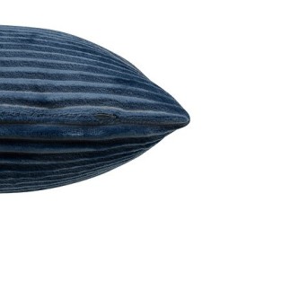 Coussin flanelle côtelé bleu