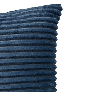 Coussin flanelle côtelé Arum 38 x 38 cm bleu encre