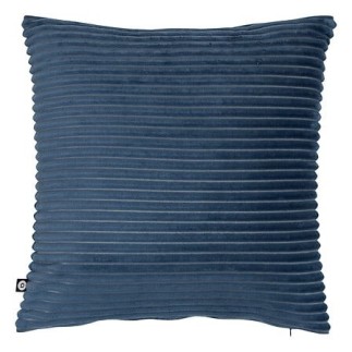 Coussin flanelle côtelé Arum 38 x 38 cm bleu encre