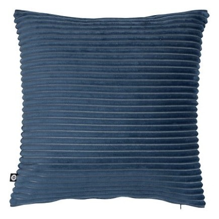 Coussin flanelle côtelé Arum 38 x 38 cm bleu encre