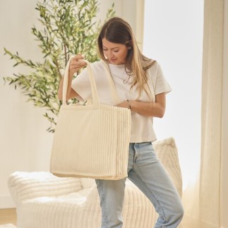 Plaid XL flanelle côtelée ivoire