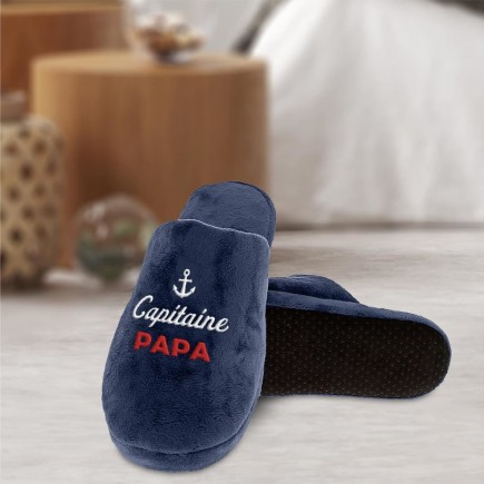 Pantoufles "Capitaine Papa" bleu