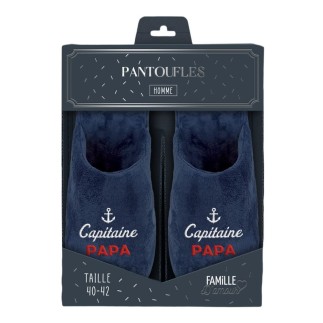 Pantoufles "Capitaine Papa" bleu