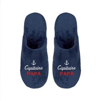 Pantoufles "Capitaine Papa" bleu