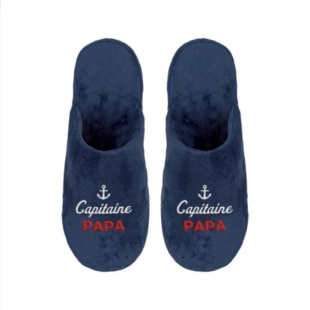 Pantoufles "Capitaine Papa" bleu